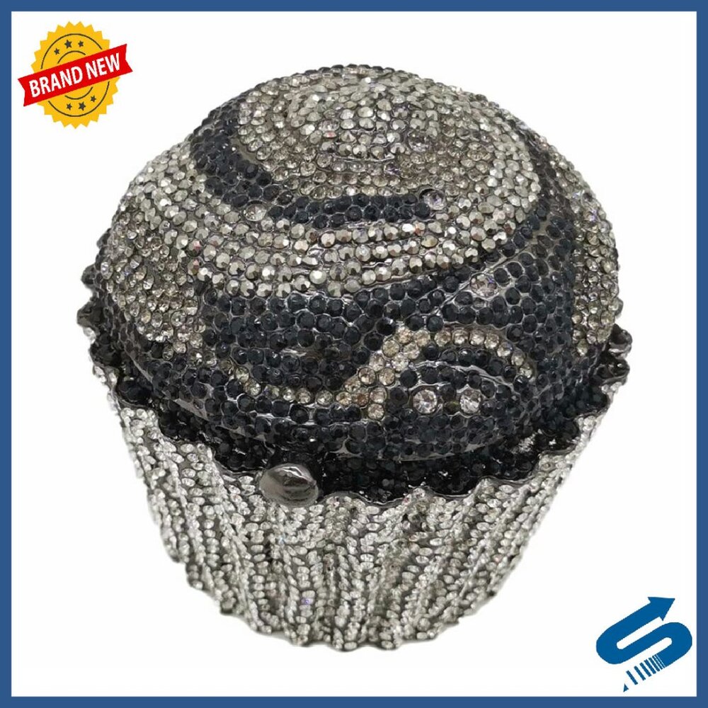 Rhinestone Crystal Cupcake Clutch Evening Bag With Removable Chain